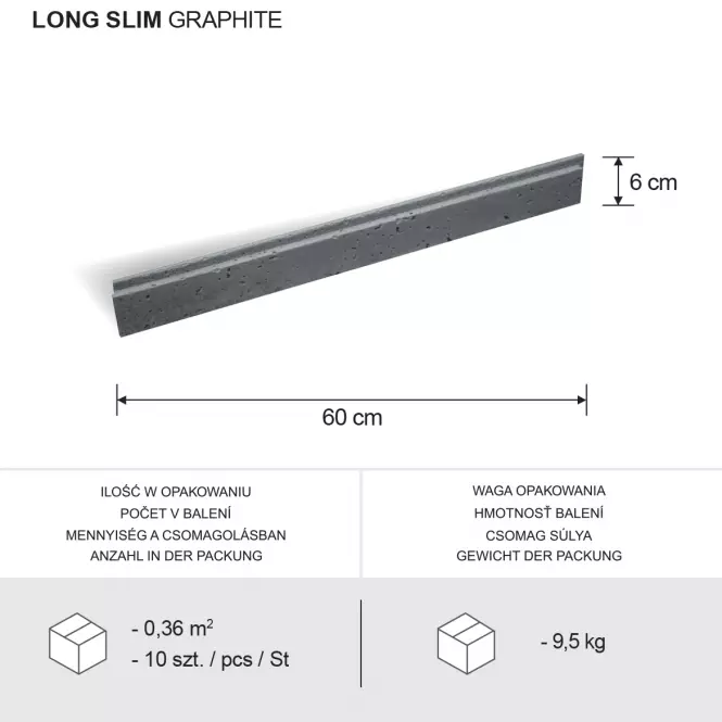 Kamień Betonowy Long Slim Graphite