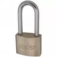 Qlock Kłódka Stalowa KSD-40 H60 Długi Pałąk Nikiel Satyna