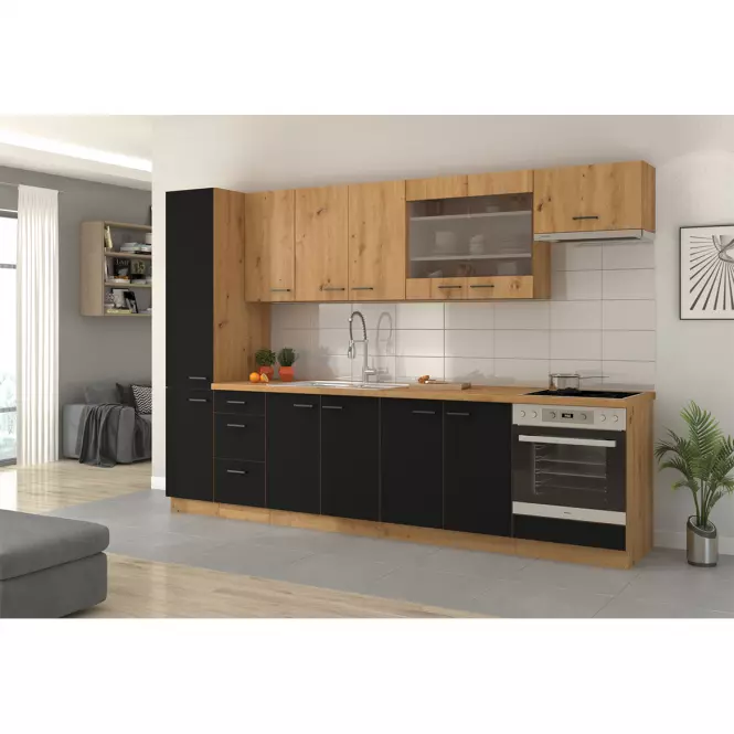 Szafka kuchenna Modena  60dk-210 2f czarny/dąb artisan
