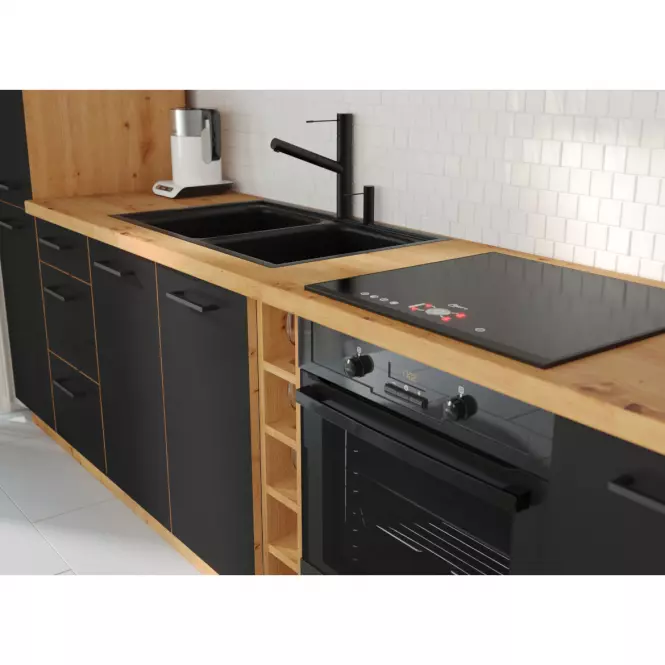 Szafka kuchenna Modena  60dk-210 2f czarny/dąb artisan