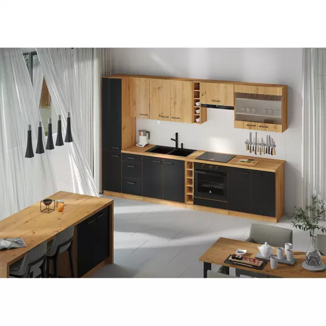 Szafka kuchenna Modena  60dk-210 2f czarny/dąb artisan