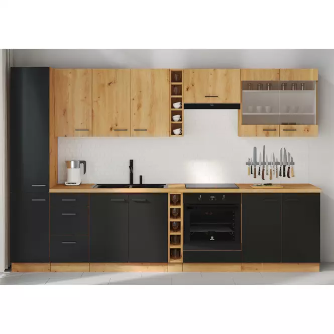 Szafka kuchenna Modena  60dk-210 2f czarny/dąb artisan