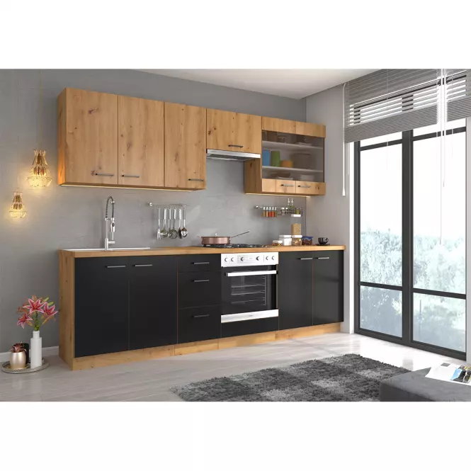 Szafka kuchenna Modena  80zl 2f bb czarny/dąb artisan