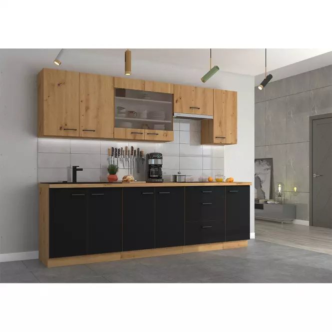 Szafka kuchenna Modena  40d 3s bb czarny/dąb artisan