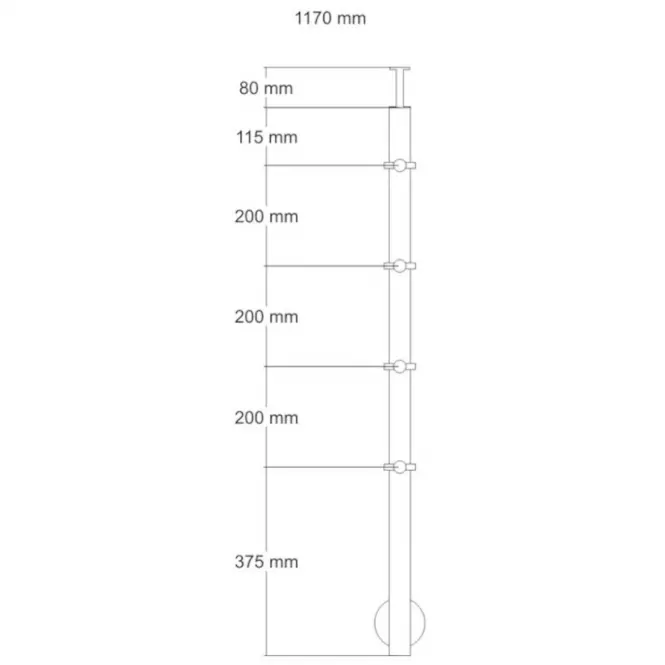 Słupek balustrady do montażu bocznego Ø42,4x1170mm