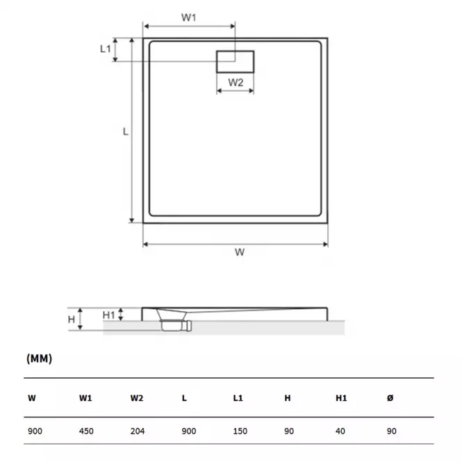 Brodzik Zero 90X90 (BREX.1202.090.090.WHN)