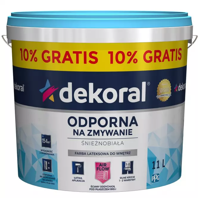 Dekoral Farba Odporna na Zmywanie 10L+10%