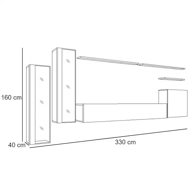 Meblościanka Switch Szkło+LED XI Czarny