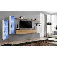 Meblościanka Switch Szkło+LED XI Biały/Wotan