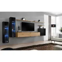 Meblościanka Switch Szkło+LED XI Czarny/Wotan
