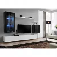 Meblościanka Switch Szkło+LED XII Czarny/Biały