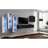 Meblościanka Switch Szkło+LED XIII Biały/Czarny