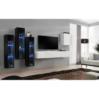 Meblościanka Switch Szkło+LED XIII Czarny/Biały