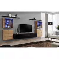 Meblościanka Switch Szkło+LED XIV Wotan/Czarny