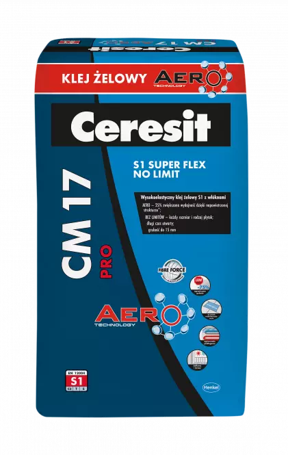 Ceresit klej żelowy wysokoelastyczny S1 z włóknami, NO LIMIT CM17 PRO 22,5kg