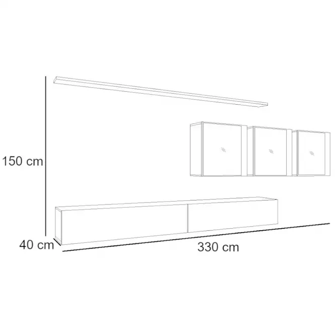 Meblościanka Switch XVII szkło + LED Czarny/Wotan