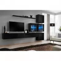 Meblościanka Switch XIX szkło + LED  Czarny
