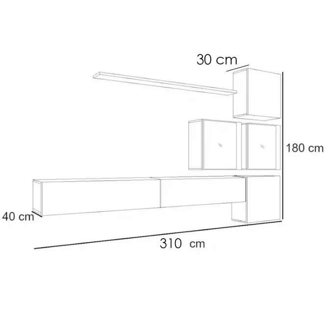 Meblościanka Switch XIX szkło + LED  Czarny