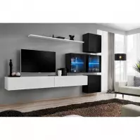Meblościanka Switch XIX szkło + LED  Biały/Czarny