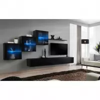 Meblościanka Switch XX szkło + LED Czarny