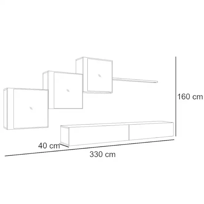 Meblościanka Switch XX szkło + LED Czarny
