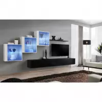 Meblościanka Switch XX szkło + LED Biały/Czarny