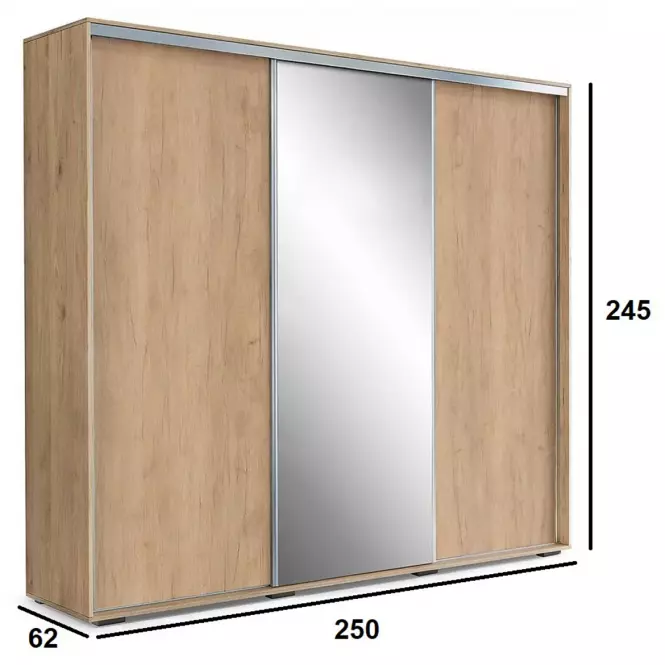 Szafa Aniela A25 250 Lustro/Kraft Złoty,2