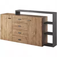 Komoda Bota 27 2d 4s Antracyt/Dąb Ribbec