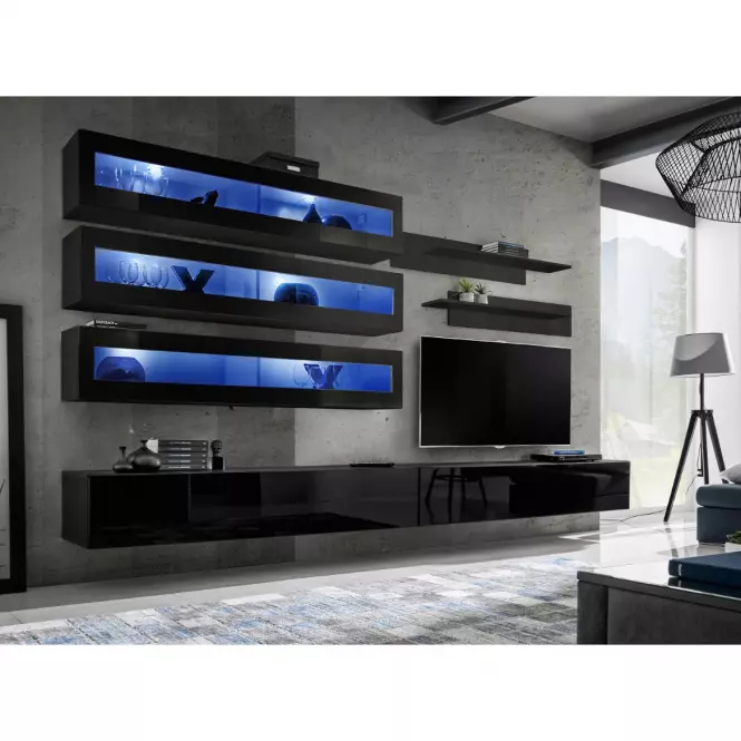 Szafka Wisząca Fly 51+Szkło  Czarny + LED
