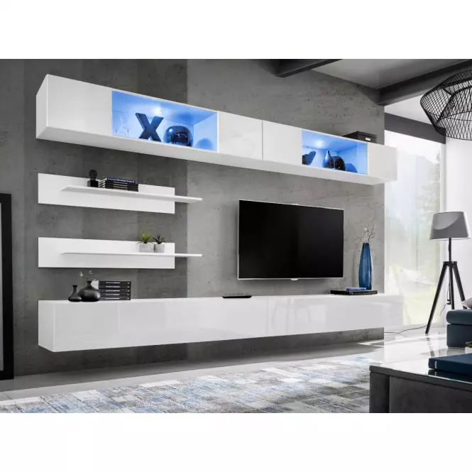 Szafka Wisząca Fly 52+Szkło  Biały + LED