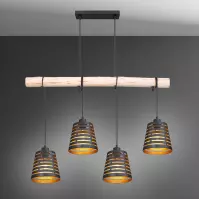 Lampa 15451-4H czarno-złota Wood LW4