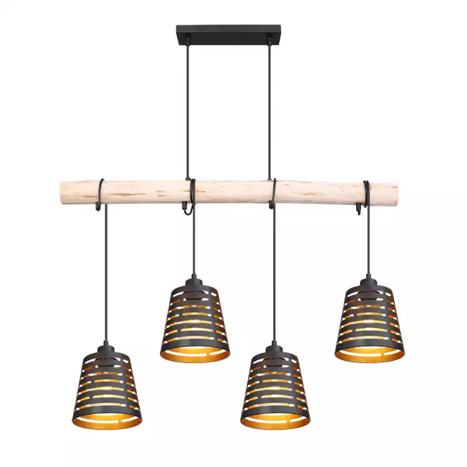 Lampa 15451-4H czarno-złota Wood LW4