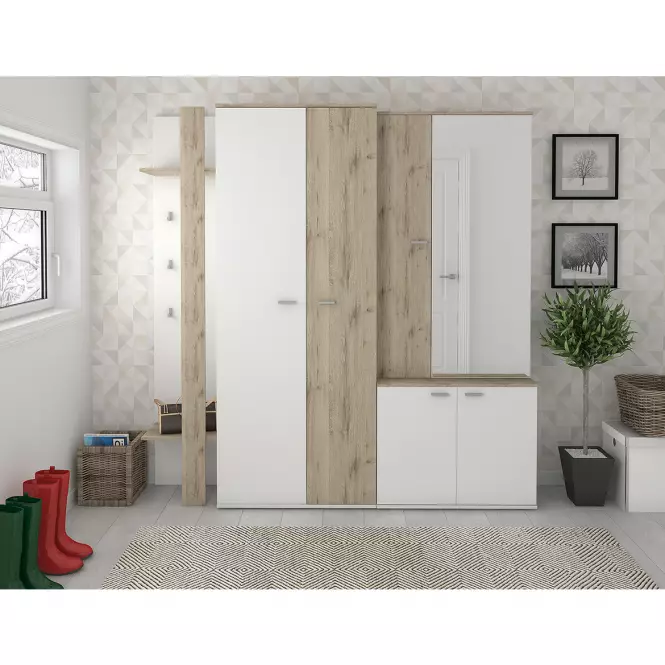 Panel Z Wieszakiem Barcelona White/Oak Wellington