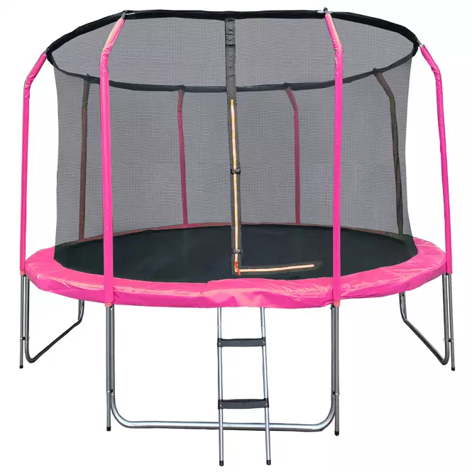 Trampolina ogrodowa COMFORT z drabinką 427cm różowa