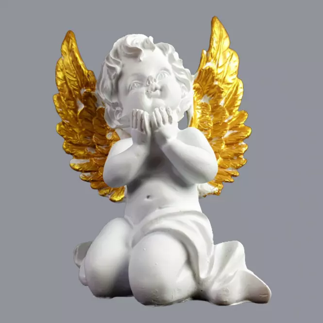 Aniołek klęczący złote skrzydła 19cm 9/20/ANG