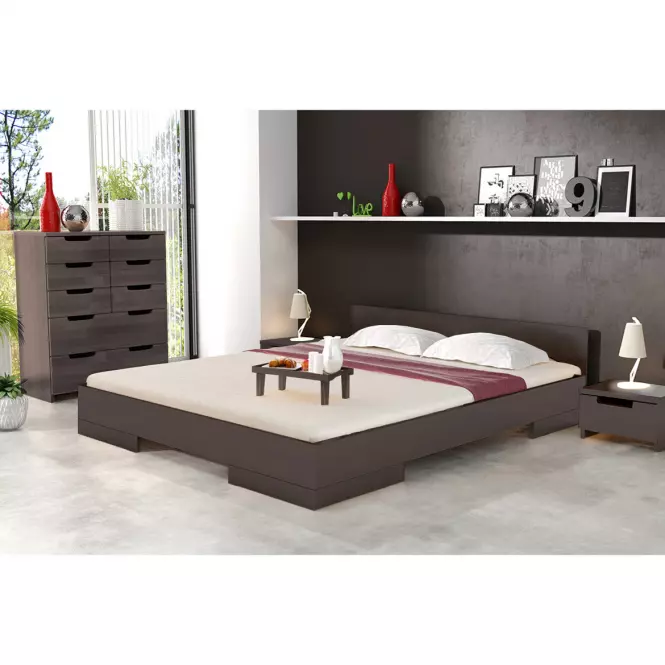 Łóżko Drewniane Bukowe Skandica Spectrum Niskie 90x200 Palisander