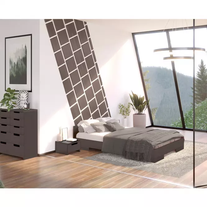 Łóżko Drewniane Bukowe Skandica Spectrum Niskie 90x200 Palisander