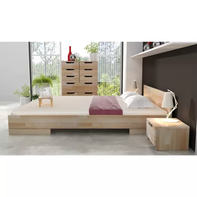 Łóżko Drewniane Bukowe Skandica Spectrum Niskie 140x200 Naturalny