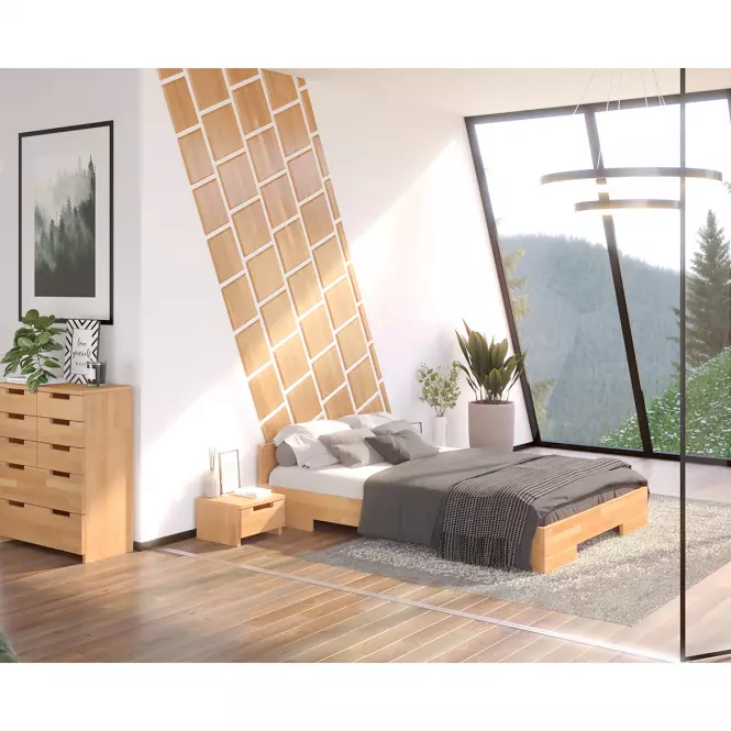 Łóżko Drewniane Bukowe Skandica Spectrum Niskie 140x200 Naturalny