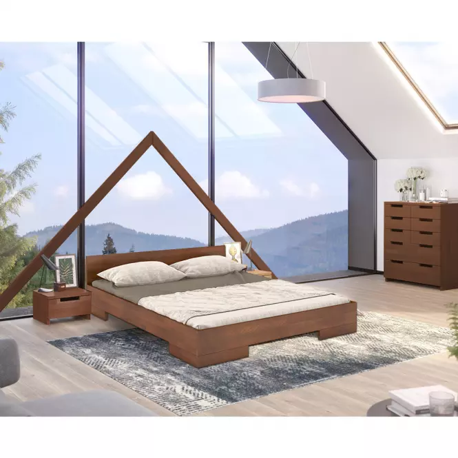 Łóżko Drewniane Bukowe Skandica Spectrum Niskie 140x200 Orzech