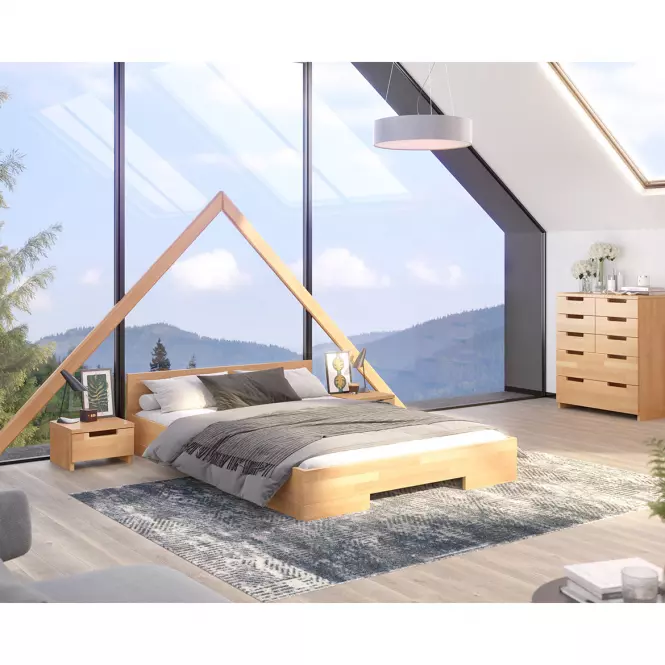 Łóżko Drewniane Bukowe Skandica Spectrum Niskie 160x200 Naturalny