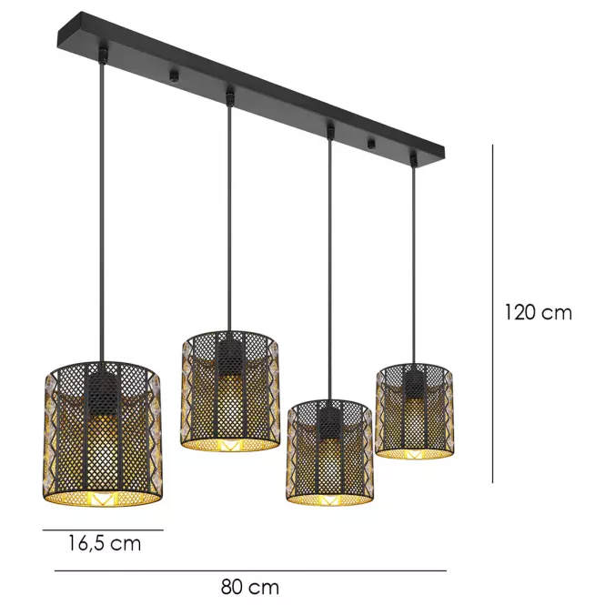 Lampa 15450-4H Czarno-złota LS4
