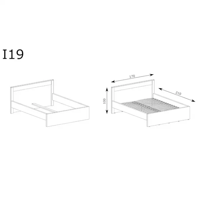 Łóżko 160+ Stel. Indianapolis I19 Jesion Jasny,3