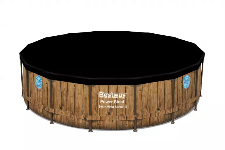 Basen stelażowy z pompą 4,88x1,22 m rattan/deska
