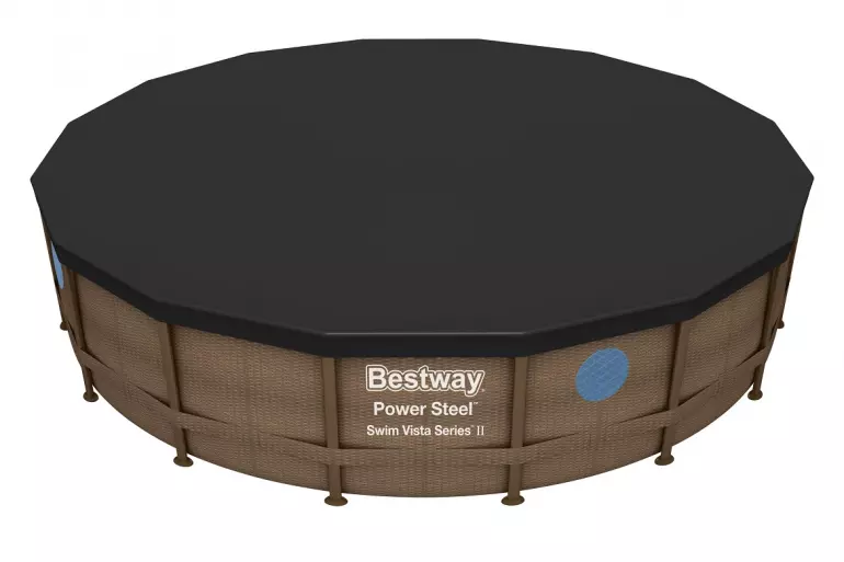 Basen stelażowy z pompą 4,88x1,22 m rattan/deska