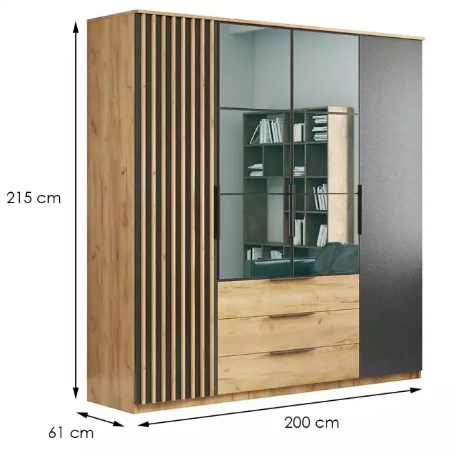 Szafa Sorento z lamelami 200X215X61