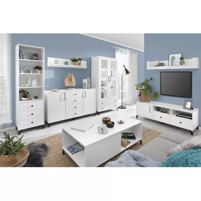 Regał  Bergen Be5 Biały Lux/Biały Połysk