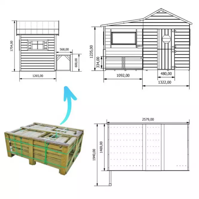 Domek dla dzieci Ela 243x125x175 cm