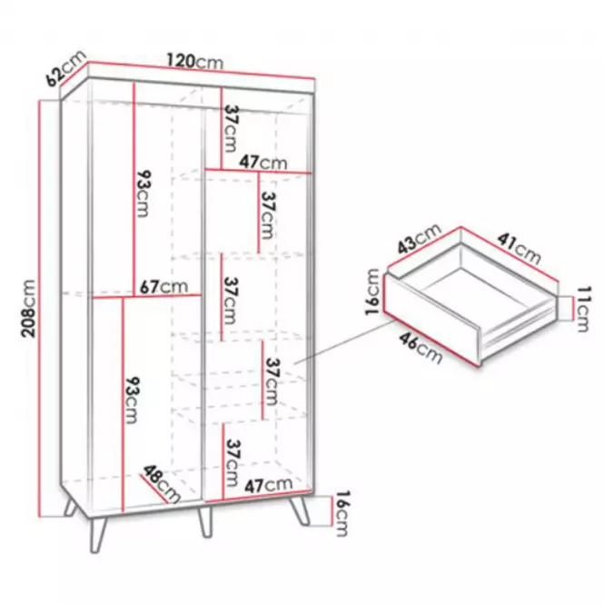 Komplet Szuflad (2SZT) 120 150 180 200 Dąb Artisan/Czarny