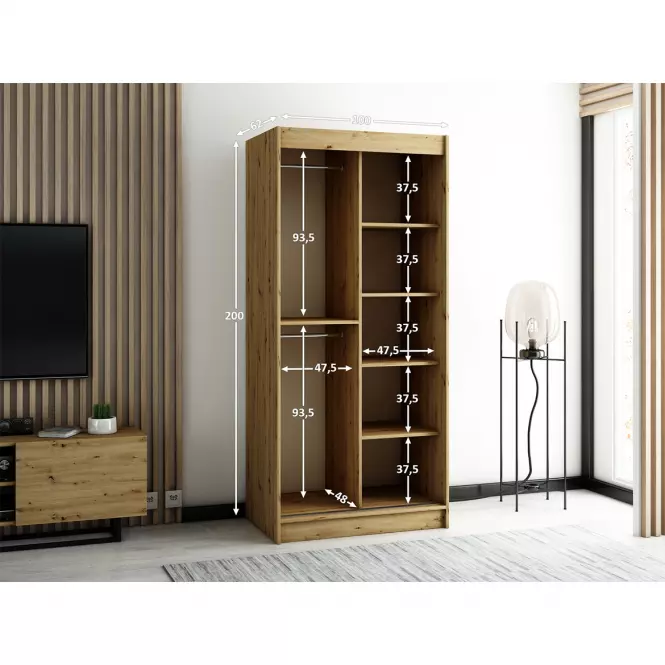 Szafa Lamelo 100 Dąb Artisan/Czarny